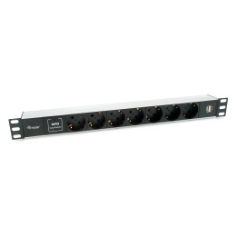 Regleta EQUIP 7xSchuko 2xUSB Rack 1U Negra (EQ333315)