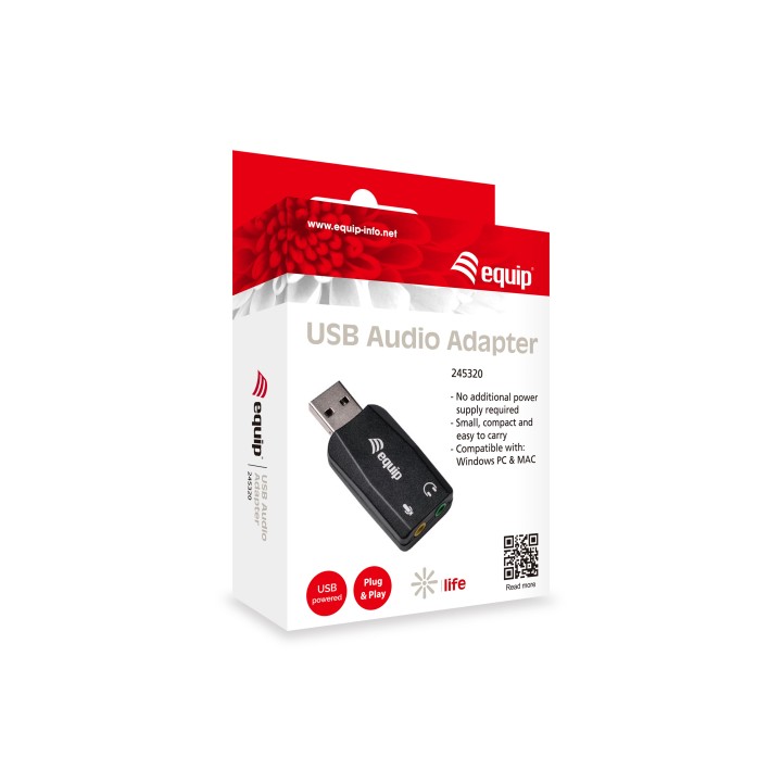 Tarjeta de Sonido EQUIP Life USB 3.5mm Negro (EQ245320)