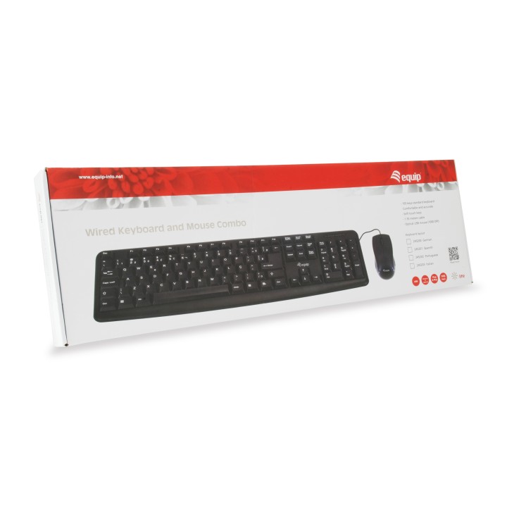 Teclado+Ratón EQUIP Life USB Portugués Negro (EQ245202)