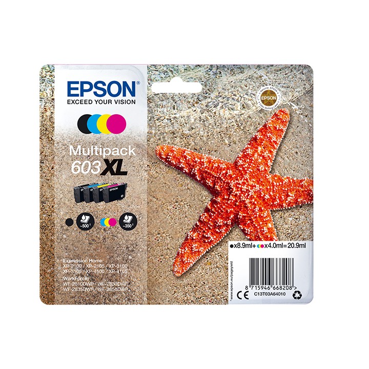 Tinta Epson 603XL Pack Negro/Tricolor (C13T03A64010)