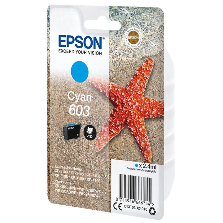 Tinta Epson 603 Cian 2.4ml Estrella mar (C13T03U24010)