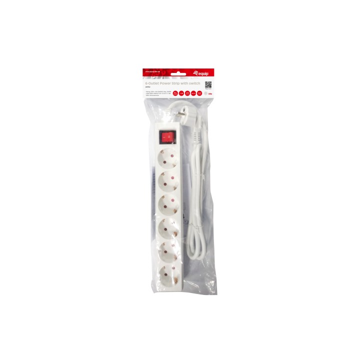 Regleta EQUIP 6xSchuko Interruptor Blanca (EQ245552)