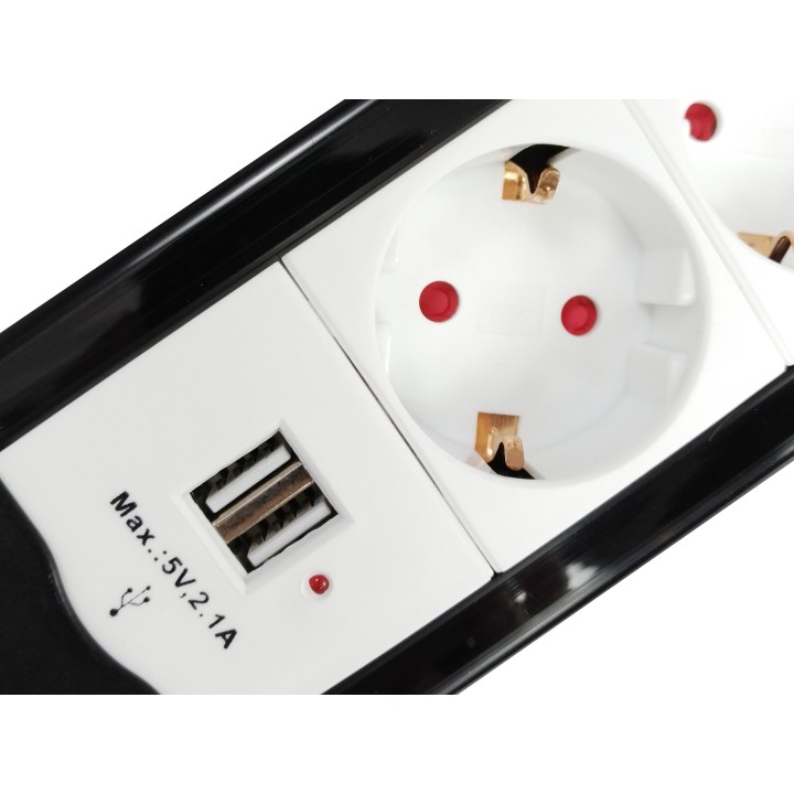 Regleta EQUIP 4xSchuko 2xUSB Interruptor (EQ245553)