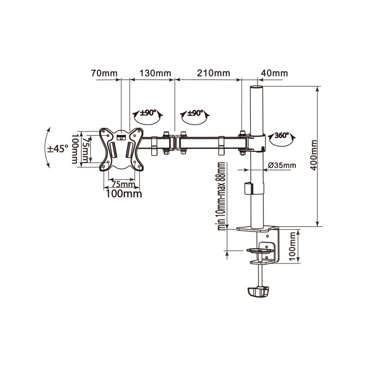 Soporte Mesa EQUIP 13"-27" Gira/Inclina 8Kg (EQ650151)