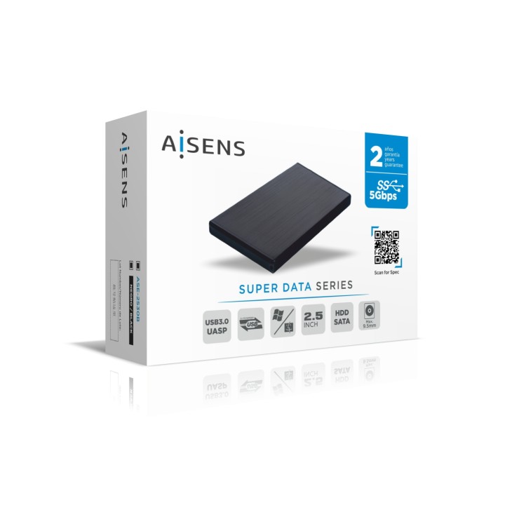 Caja AISENS HDD 2.5" SATA USB 3.0 Negra (ASE-2530B)