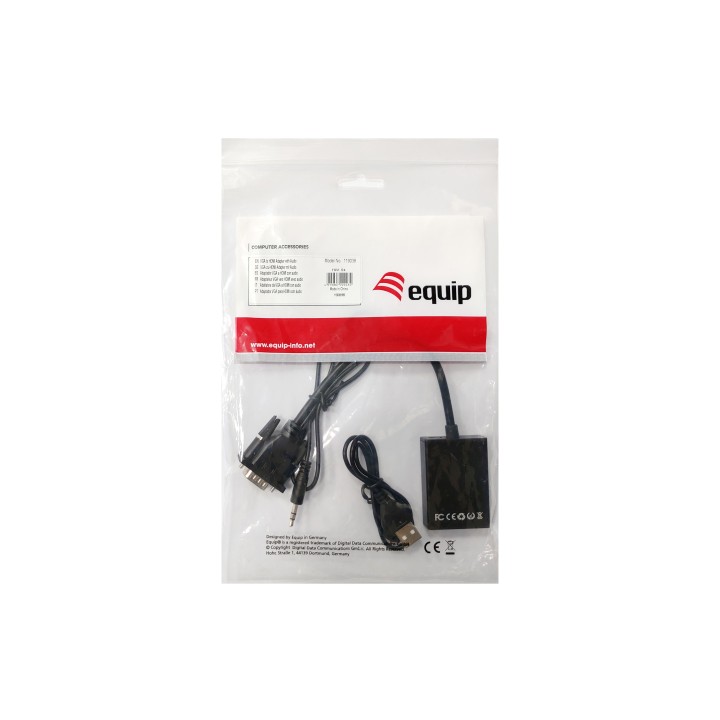 Adaptador EQUIP VGA-M a HDMI-H jack3.5" (EQ119038)