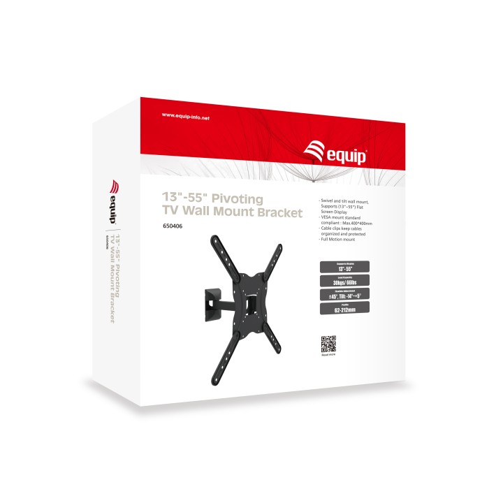 Soporte Pared EQUIP 13"-55" Pivotante 30Kg (EQ650406)
