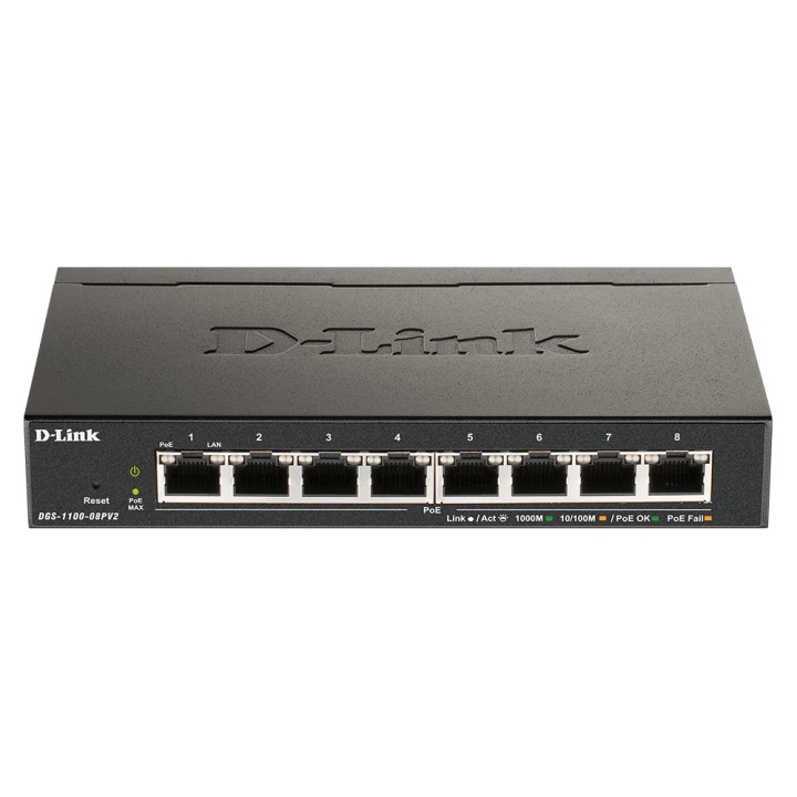 Switch D-Link 8xRJ45 GbE PoE+ Negro (DGS-1100-08PV2/E)