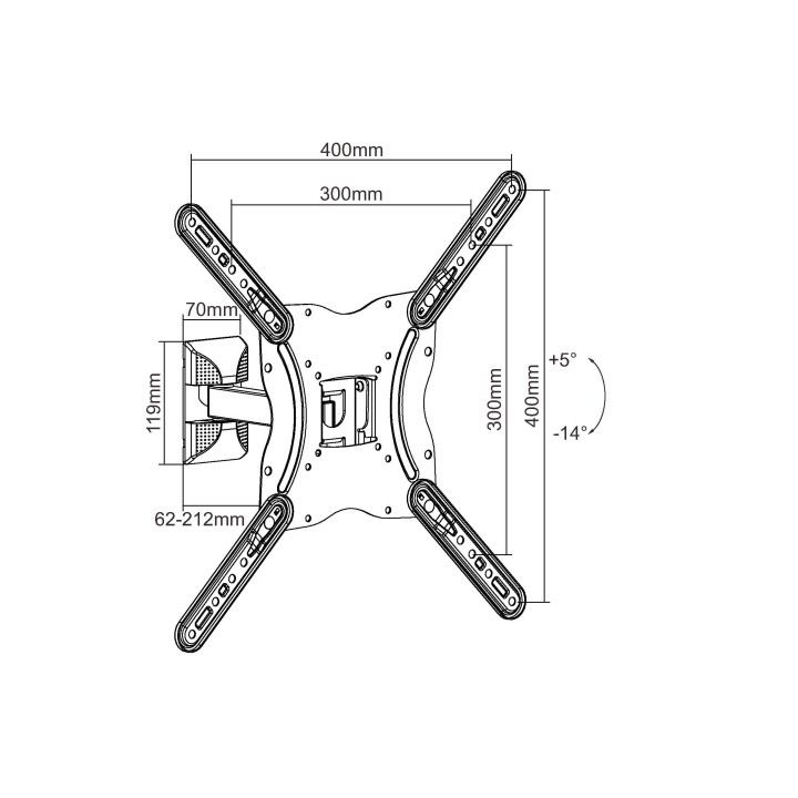 Soporte Pared EQUIP 13"-55" Pivotante 30Kg (EQ650406)