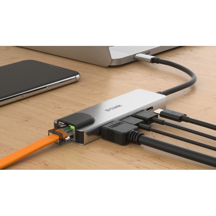 Hub D-Link USB-C a HDMI RJ45 USB-C 2xUSB 3.0 (DUB-M520)