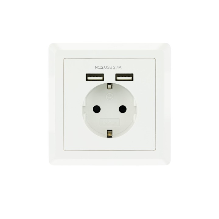 Enchufe Nanocable Pared 2xUSB Blanco (10.35.0010)