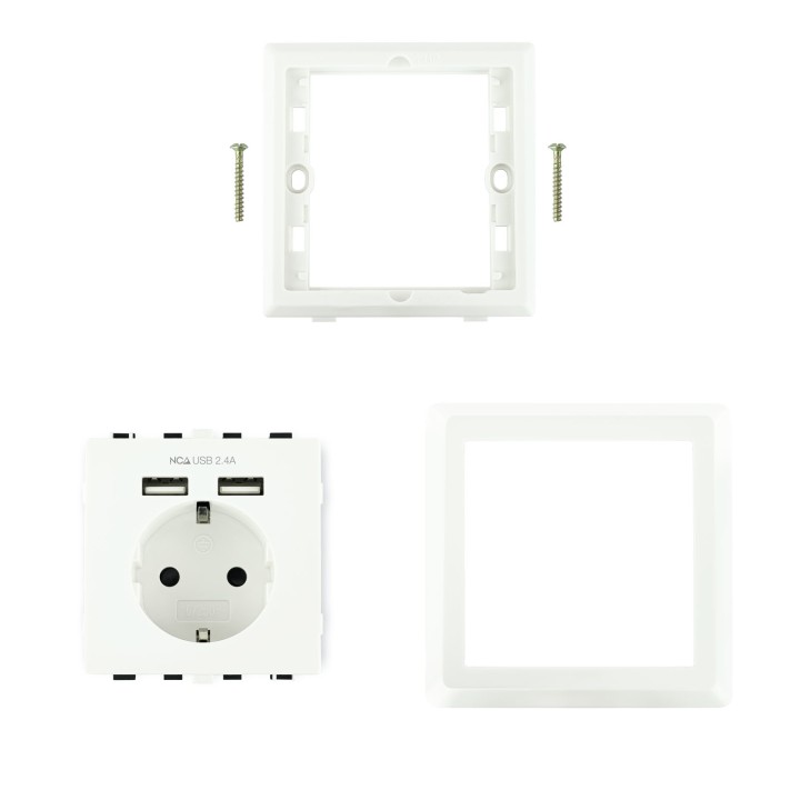 Enchufe Nanocable Pared 2xUSB Blanco (10.35.0010)