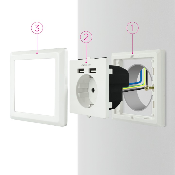 Enchufe Nanocable Pared 2xUSB Blanco (10.35.0010)