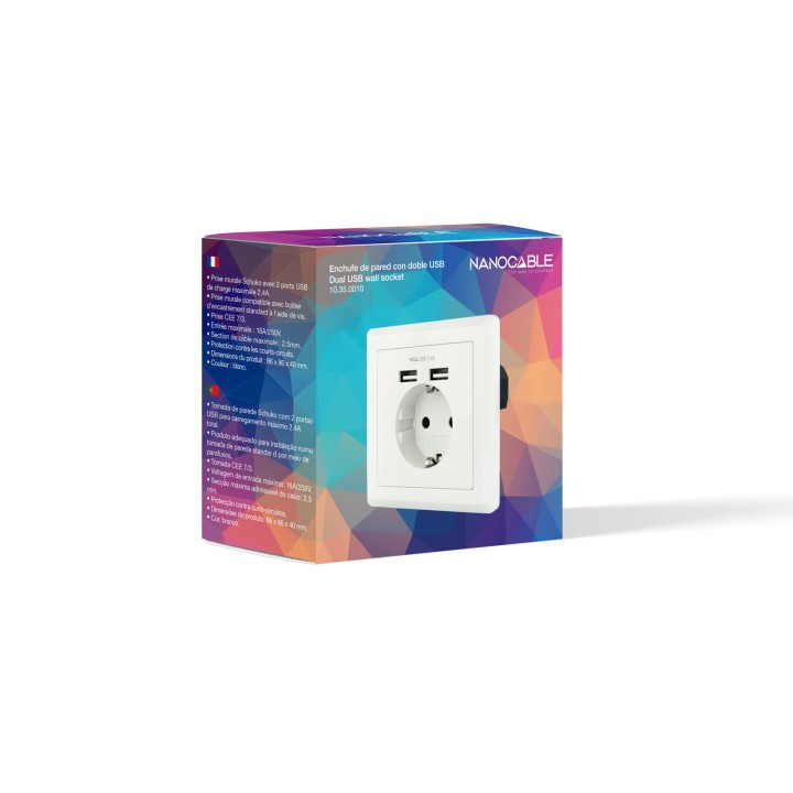 Enchufe Nanocable Pared 2xUSB Blanco (10.35.0010)