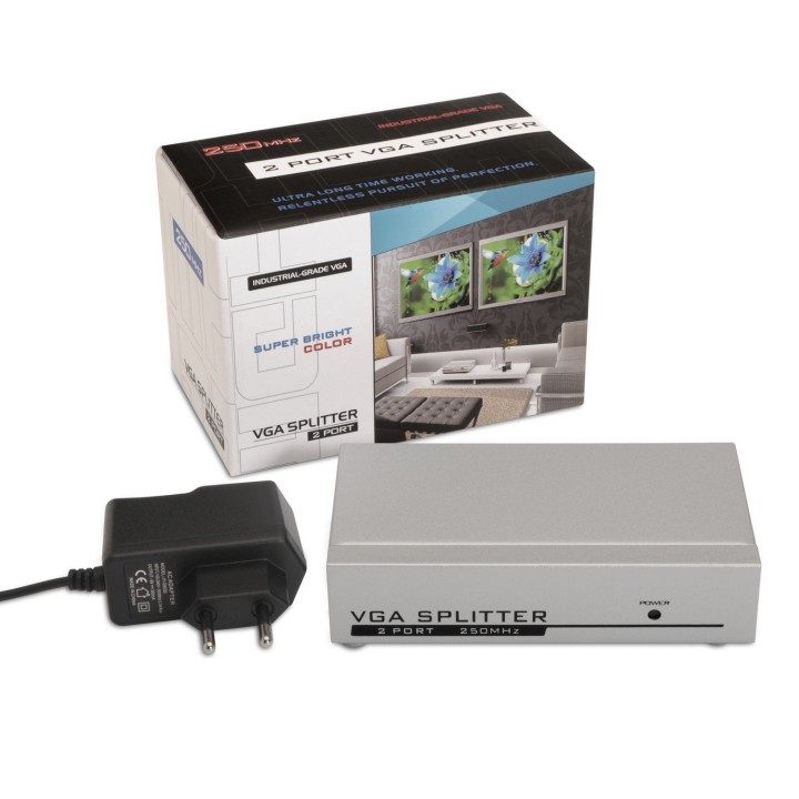 Splitter AISENS 1xVGA In 2xVGA Out Gris (A116-0084)