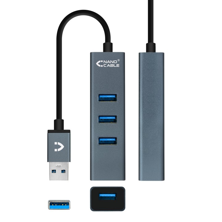 Hub Nanocable USB-A 3.0 a 4xUSB-A 3.1 Gris (10.16.4402)