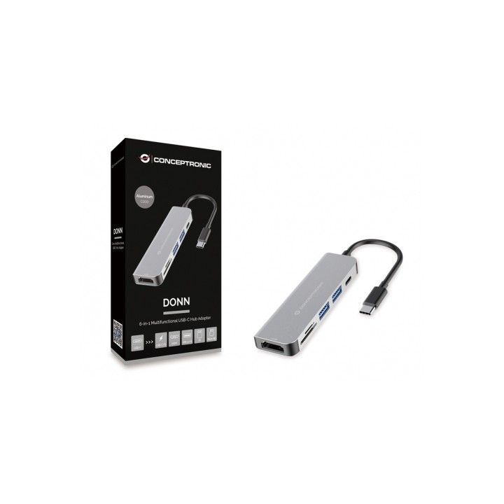Docking CONCEPTRONIC 6 en 1 USB-C Aluminio (DONN02G)