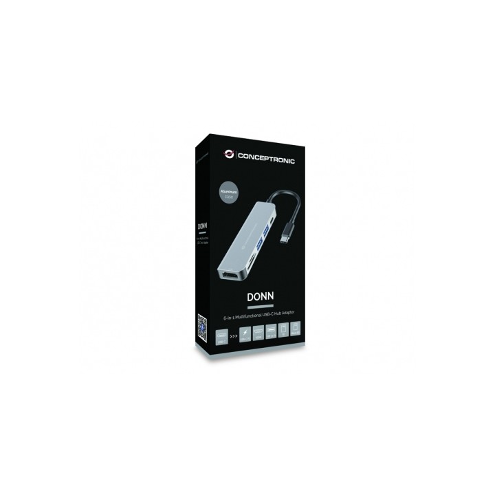 Docking CONCEPTRONIC 6 en 1 USB-C Aluminio (DONN02G)