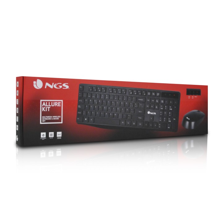 T+Ratón NGS Multimedia RF 1000dpi Negro (ALLUREKIT)
