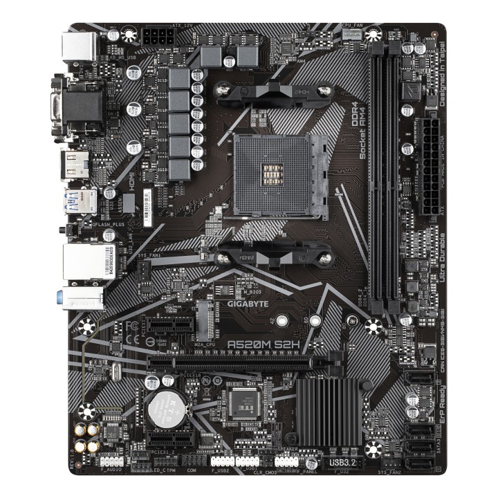 GIGABYTE A520M S2H: (AM4) 2DDR4 DVI HDMI mATX