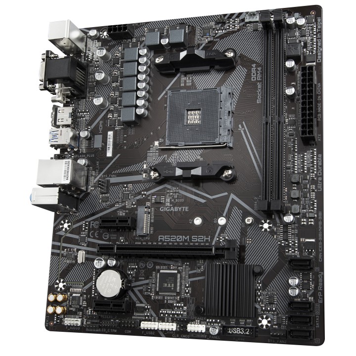 GIGABYTE A520M S2H: (AM4) 2DDR4 DVI HDMI mATX