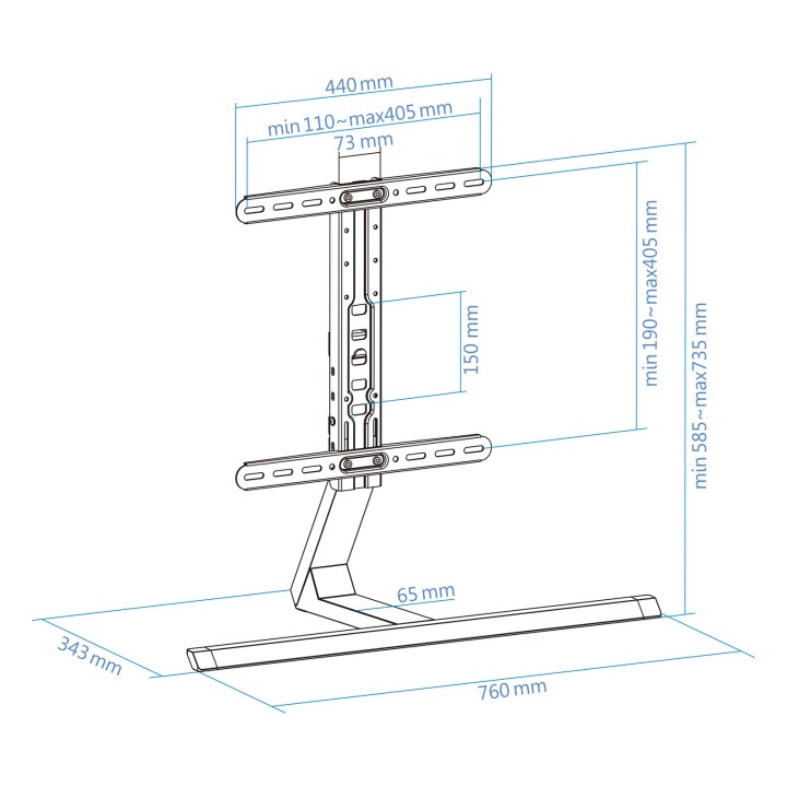 Soporte Mesa TooQ 32"-65" Hasta 40Kg Negro (DB3265F-B)