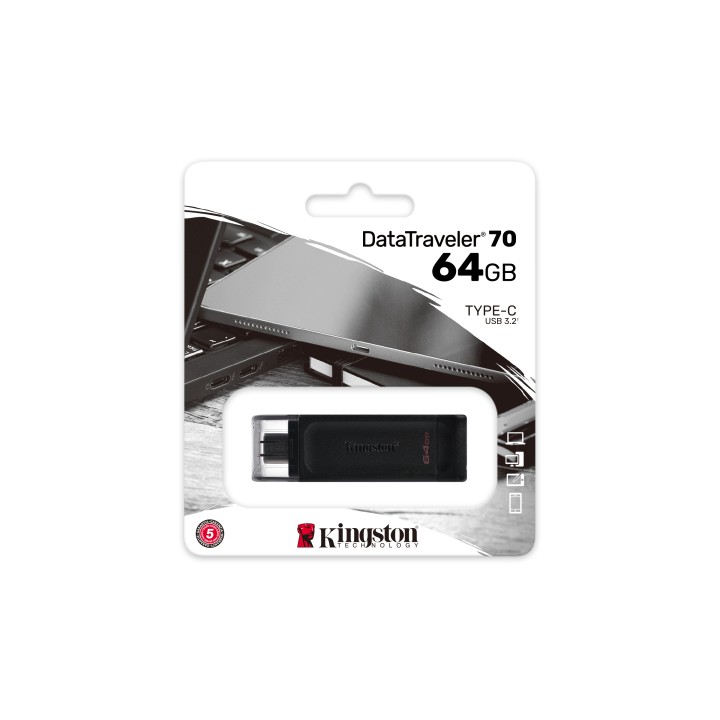 Pendrive Kingston DT70 64Gb USB-C 3.0 Negro (DT70/64GB)