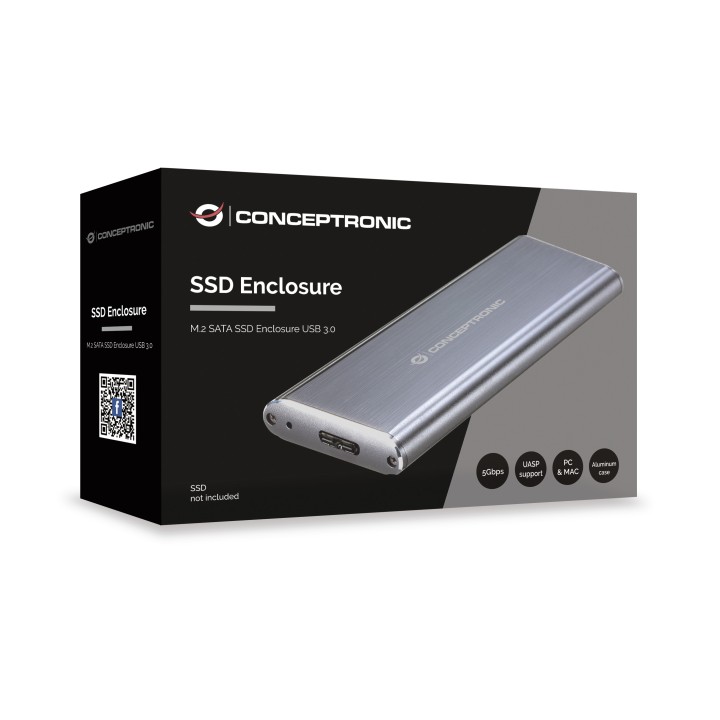 Caja CONCEPTRONIC SSD M.2 SATA USB-A 3.0 Gris (DDE03G)