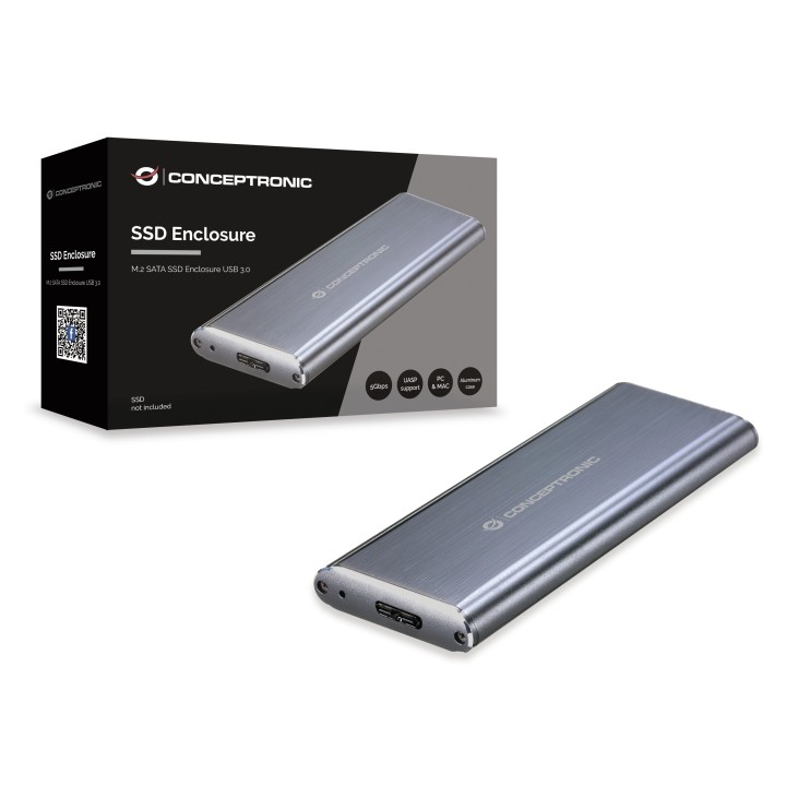 Caja CONCEPTRONIC SSD M.2 SATA USB-A 3.0 Gris (DDE03G)