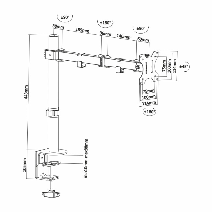 Soporte Mesa AISENS 13"-32" Gira/Inclina (DT32TSR-039)