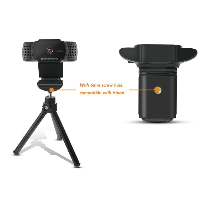 WebCam CONCEPTRONIC 2K FHD Micrófono Negra (AMDIS02B)