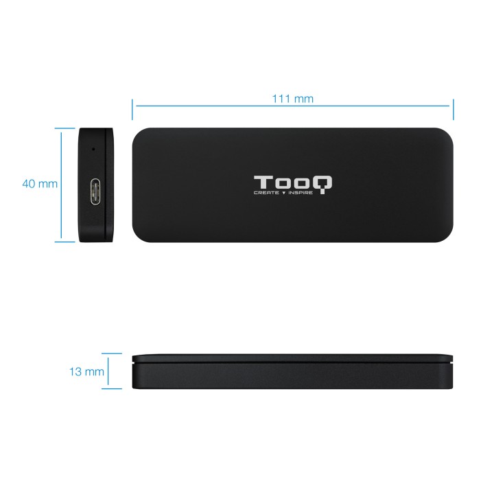 Caja TooQ SSD M.2 SATA USB 3.0 Negra (TQE-2280B)
