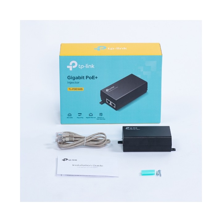 Inyector TP-Link 2xRJ45 PoE Negro (TL-POE160S)