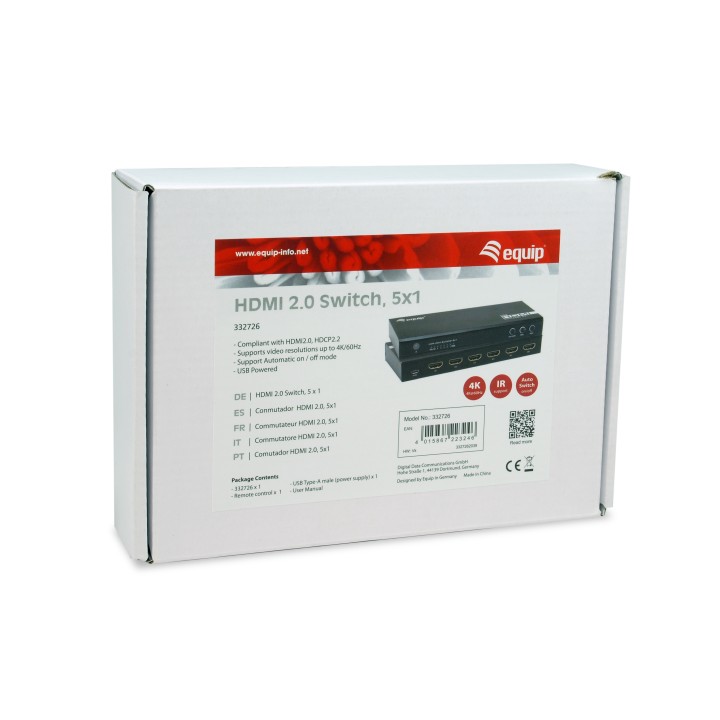 Switch EQUIP 5xHDMI Entrada 1xHDMI Salida (EQ332726)