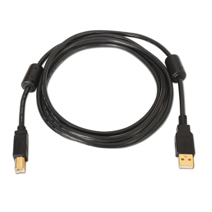 Cable AISENS USB-A/M a USB-B/M 2m Negro (A101-0009)