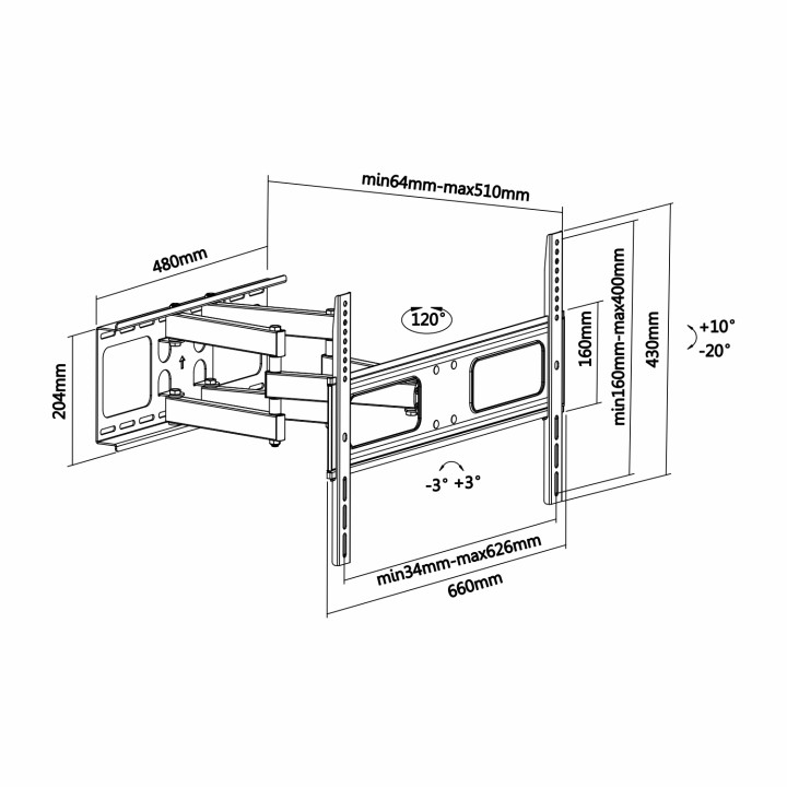 Soporte Pared AISENS 37-70" Gira/Inclina (WT70TSLE-027)