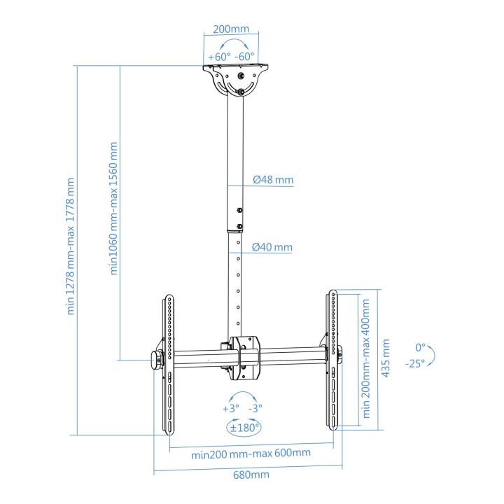 Soporte Techo TOOQ 37-70" Gira/Inclina (LPCE1170TSLI-B)