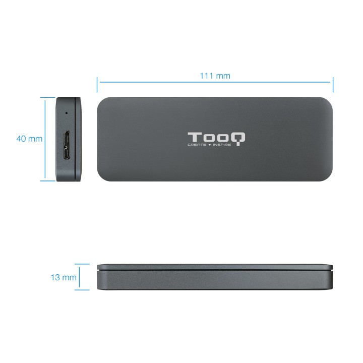 Caja TooQ SSD M.2 SATA USB 3.0 Gris (TQE-2281G)