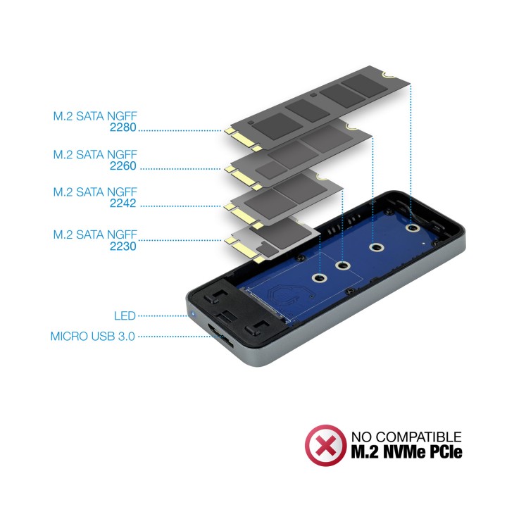 Caja TooQ SSD M.2 SATA USB 3.0 Gris (TQE-2281G)