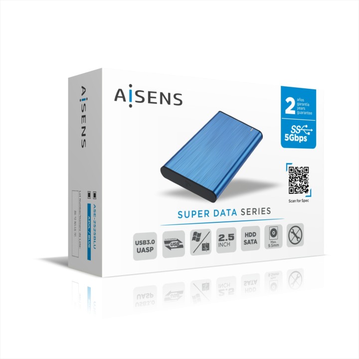 Caja AISENS HDD 2.5" SATA USB 3.0 Azul (ASE-2525BLU)