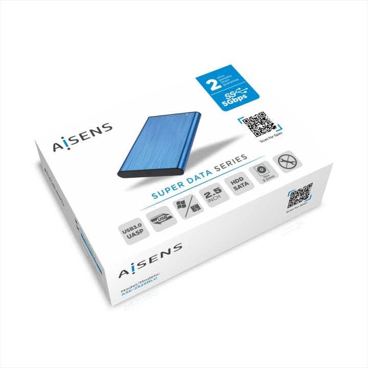 Caja AISENS HDD 2.5" SATA USB 3.0 Azul (ASE-2525BLU)