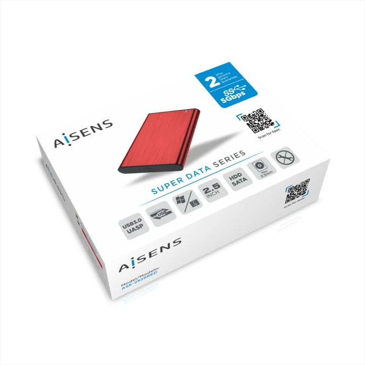 Caja AISENS HDD 2.5" SATA USB 3.0 Roja (ASE-2525RED)