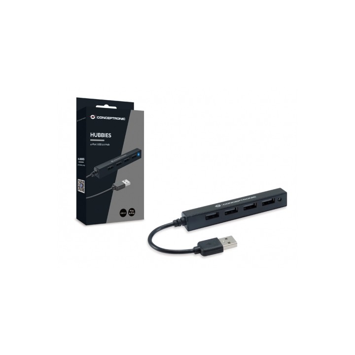 Hub CONCEPTRONIC USB 2.0 a 4xUSB 2.0 Negro (HUBBIES05B)