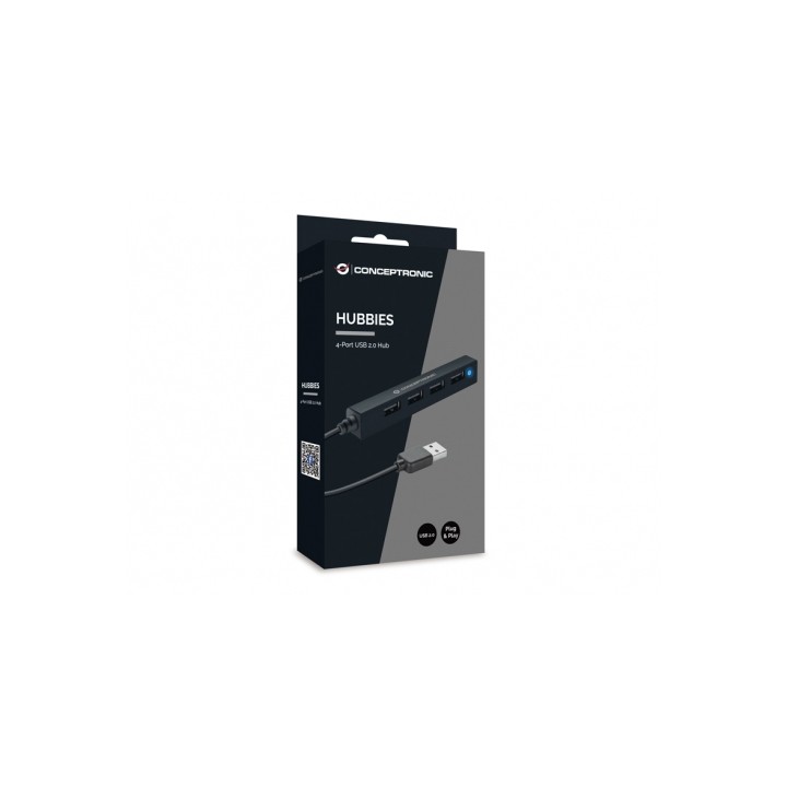 Hub CONCEPTRONIC USB 2.0 a 4xUSB 2.0 Negro (HUBBIES05B)