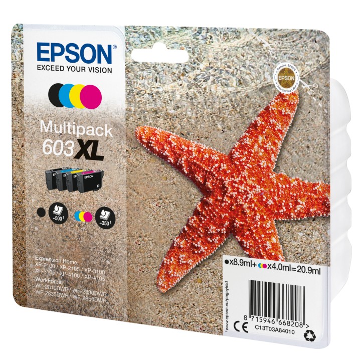 Tinta Epson 603XL Pack Negro/Tricolor (C13T03A64010)