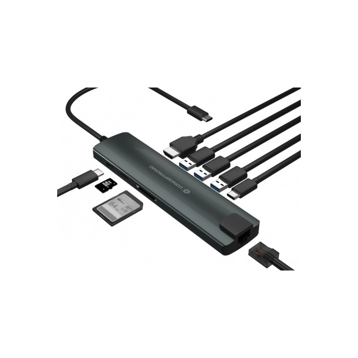 Adaptador CONCEPTRONIC 9en1 USB-C 3.0 Negro (DONN06G)