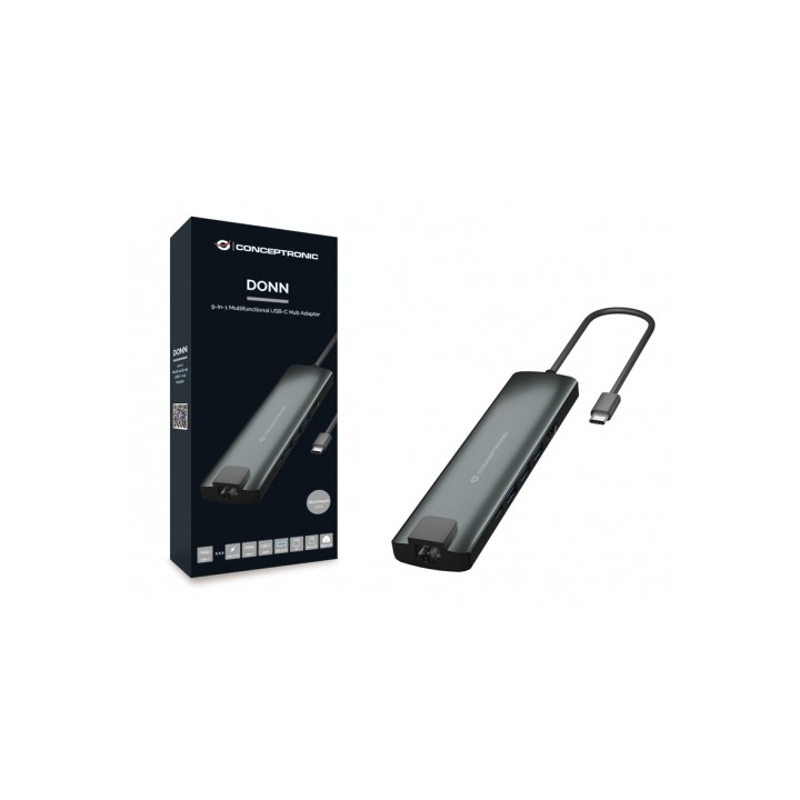 Adaptador CONCEPTRONIC 9en1 USB-C 3.0 Negro (DONN06G)