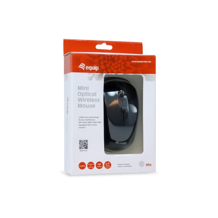 Ratón EQUIP Life Óptico RF 1600dpi Negro (EQ245108)