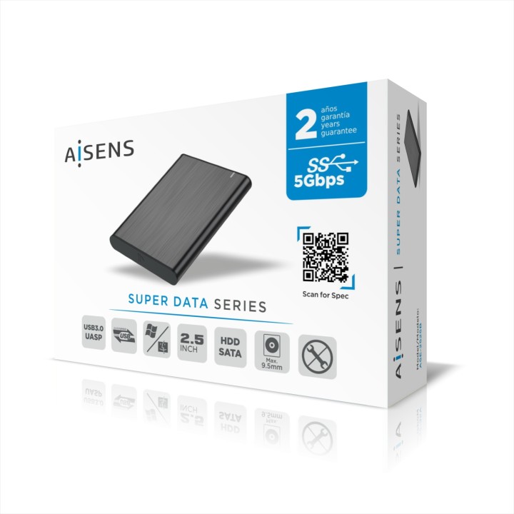 Caja AISENS HDD 2.5" SATA USB 3.0 Negra (ASE-2525B)