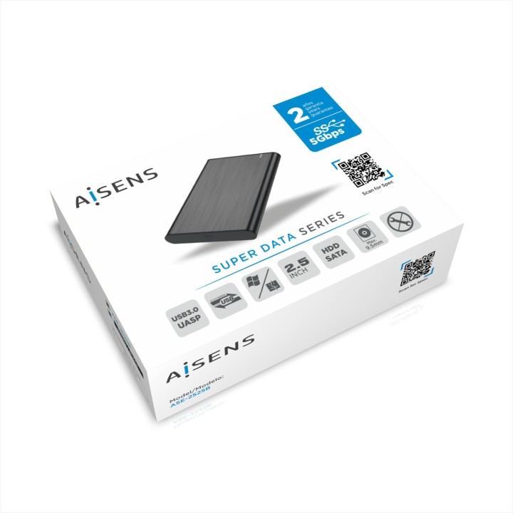 Caja AISENS HDD 2.5" SATA USB 3.0 Negra (ASE-2525B)